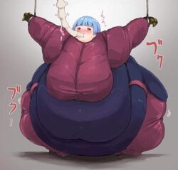 belly_inflation hyper_belly immobile japanese_text king_of_fighters kula_diamond lowres morbidly_obese munimunimomoko obese obese_female overweight overweight_female tagme translation_request tube_feeding weight_gain