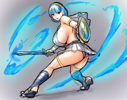 blue_hair errorkazoo female huge_breasts red_eyes rina_atherina_(errorkazoo) solo