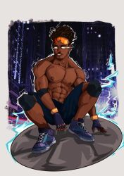 1boy african african_male dark-skinned_male dark_skin dc dc_comics male male_only melanin muscles muscular muscular_male shirtless_male static static_(superhero) superhero tavrosdraws teen_boy virgil_hawkins