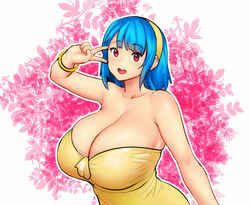 big_breasts blue_hair errorkazoo female huge_breasts red_eyes rina_atherina_(errorkazoo)