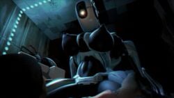 3d animated athletic_female cowgirl_position froggysfm glados human human_on_humanoid human_penetrating portal_(series) robot robot_girl sfm valve