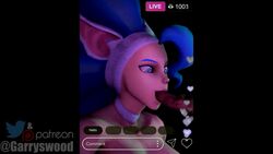 3d animated big_breasts blowjob blue_eyes blue_fur blue_hair breasts cat_ears commission crossed_eyes darkstalkers felicia_(darkstalkers) fellatio female garryswood large_breasts livestream looking_up loop mp4 oral sfm sound source_filmmaker video