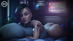 3d ass cgi cyberpunk_2077 female judy_alvarez solo tank_top tattoo th3celtic theceltic