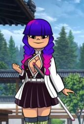 cosplay crossover demon_slayer female_only glitch_techs kanroji_mitsuri_(cosplay) kimetsu_no_yaiba miko_kubota nickelodeon philelmago purple_hair smooth_skin tagme