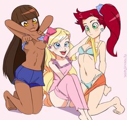 3girls ass auriana breasts female female_focus female_only iris_(lolirock) lolirock multiple_girls panties partially_clothed sooperman talia_(lolirock) undressing