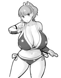 bikini errorkazoo female huge_breasts monochrome rina_atherina_(errorkazoo) solo