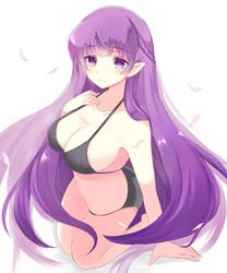 1girls alternate_breast_size alternate_costume bare_legs big_breasts bikini black_bikini black_swimsuit braid breasts cleavage female female_only fire_emblem fire_emblem:_the_binding_blade kneeling long_hair long_purple_hair miyako_(mongcocoa) nintendo pointy_ears pubic_hair purple_eyes purple_hair solo solo_female solo_focus sophia_(fire_emblem) swimsuit very_long_hair