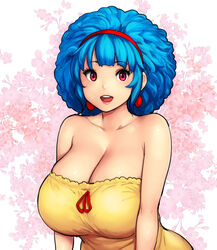 big_breasts blue_hair errorkazoo female huge_breasts red_eyes rina_atherina_(errorkazoo) solo