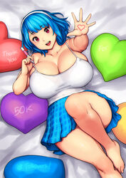 <3 big_breasts blue_hair errorkazoo female huge_breasts red_eyes rina_atherina_(errorkazoo) solo