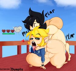 2boys ahe_gao big_ass dumplis_(artist) femboy gay heart-shaped_pupils hyper_ass hyper_penis jay_(dumplis) josou_seme link male male_only mob_face stomach_bulge tagme the_legend_of_zelda tongue_out toon_link wind_waker yaoi