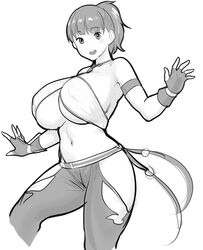 errorkazoo female huge_breasts monochrome rina_atherina_(errorkazoo) solo