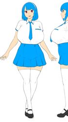 blue_hair character_study errorkazoo female huge_breasts red_eyes rina_atherina_(errorkazoo) solo