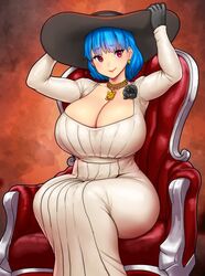 alcina_dimitrescu_(cosplay) big_breasts blue_hair capcom cosplay errorkazoo female huge_breasts red_eyes resident_evil resident_evil_8:_village rina_atherina_(errorkazoo) thick_thighs