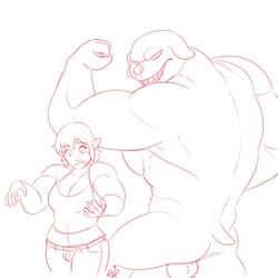 balls big_blin blin_(tloz) blin_(zelda) blin_female butt cyrus_physhor female flexing human male monster muscular nude spirit_tracks the_legend_of_zelda