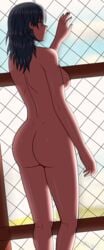 1girls ass back bare_back bare_legs big_ass blue_eyes blue_hair byleth_(fire_emblem) byleth_(fire_emblem)_(female) female fire_emblem fire_emblem:_three_houses huge_ass large_ass large_breasts lipstick long_hair naked nintendo nude nude_female sideboob solo standing walkingdeadmann window