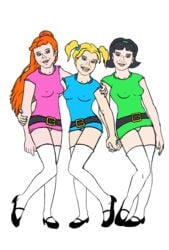 blossom_(powerpuff_girls) bubbles_(powerpuff_girls) buttercup_(powerpuff_girls) panty_peek powerpuff_girls sallyx white_background