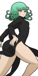 1girls 2d ass color colored female female_only green_hair light-skinned_female light_skin manyakis one-punch_man pale-skinned_female pale_skin solo tagme tatsumaki transparent_background