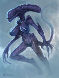 1girls alien alien_(franchise) alien_girl big_breasts blue_nipples breasts busty female female_only female_xenomorph large_breasts lipstick neurodyne nipples pussy solo solo_female vagina xenomorph