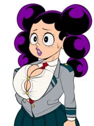 1girls big_breasts black_iris breast_squeeze breasts bursting_breasts button_down_shirt button_gap buttons cleavage_cutout cleavage_overflow detnox female_mineta female_only light-skinned_female light_skin lipstick minoru_minene minoru_mineta my_hero_academia purple_lipstick rule_63 school_uniform schoolgirl short shortstack simple_background skirt sole_female tie tight_clothing tight_shirt twintails unusual_hair white_button_down_shirt white_pupils white_shirt