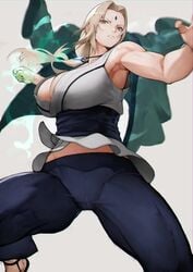 1girls armpits bare_arms bare_shoulders blonde_hair breasts brown_eyes busty cameltoe chakra clenched_fist clenched_hand closed_mouth clothed clothed_female clothes_removed clothing crystal energy facial_mark female female_only fighting fighting_stance floating_hair footwear forehead_jewel forehead_mark fully_clothed green_clothing green_kimono haori heels human jewelry jumping kimono large_breasts light-skinned_female light_skin low_twintails mature mature_female mature_woman muscular muscular_female naruto naruto_(classic) naruto_(series) naruto_shippuden necklace no_bra no_panties no_underwear older_female pale-skinned_female pale_skin pants pelvic_curtain pendant pinup plain_background raised_leg sash serious shounen_jump simple_background sleeveless solo spread_legs thick_thighs thigh_gap tied_hair tight_clothing tight_fit toned toned_female tsunade twintails voluptuous white_background yoshi55level yoshio_(55level)