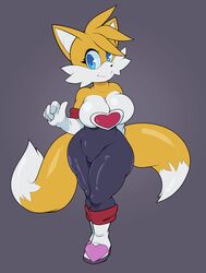 1girls anthro big_breasts breasts clothed clothing crossgender cute female fox fur furry furry_only hi_res makeup mammal mammal_humanoid mtf_crossgender rouge_the_bat_(cosplay) rule_63 sega simple_background sonic_(series) tail tails thick_thighs video_games virito