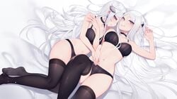 2girls female female_only looking_at_viewer multiple_girls nanoless tagme yuri