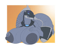 1girls ass big_ass big_breasts big_nipples bionicle blue_eyes breasts breasts_out claws exposed_breasts female female_only gradient_background grey_body grey_nipples hands_on_breasts huge_breasts lego ndragon3 nipples on_ground roodaka simple_background solo thick_thighs voluptuous vortixx