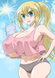 1girls big_breasts blonde_hair huge_breasts no_bra oohoshi_awai oro_(zetsubou_girl) saki tagme underboob