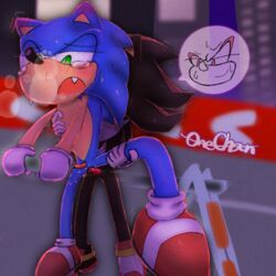 anal anal_sex anthro ass blush clothing duo eulipotyphlan exposed_torso footwear gay gloves handwear hedgehog highway male mammal mostly_nude night onechan outside penetration penile raised_leg sega shadow_the_hedgehog shoes sonic_(series) sonic_adventure_2 sonic_the_hedgehog spread_legs spreading