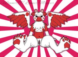 art breasts dutch_angel_dragon female furry japanese japanese_flag red_ears red_eyes red_fur red_horns red_tail red_wings sex vagina white_fur white_hair white_wings