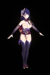 3d a_pose female_only genshin_impact raiden_shogun shirakami sole_female source_request t_pose