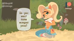 animated anthro coco_bandicoot crash_(series) female furry grabbing_own_breast linklego overalls small_breasts sound teasing thong video