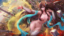 areolae breasts divine_sword_irelia female irelia_xan league_of_legends long_hair nipples nude pinup pose pussy solo solo_female windwalker