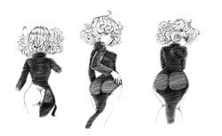 1girls ass female monochrome one-punch_man petite solo solo_female solo_focus tatsumaki thegoldensmurf