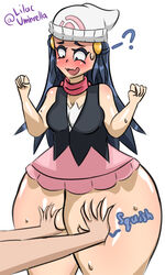 1girls ? beanie big_ass big_butt black_eyes black_hair blush brollyinthewind confused confused_look dawn_(pokemon) fat_ass fat_thighs game_freak lilacumbrella_(artist) long_hair nintendo oblivious pokemon pokemon_dppt short_skirt short_sleeves solo solo_female solo_focus thick_thighs thigh_grab white_background white_beanie wide_eyed wide_hips young