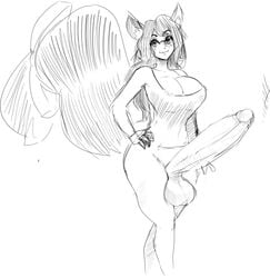 1futa animal_ears balls big_balls big_breasts bottomless breasts cleavage clothed clothing erection fox_ears fox_girl futa_only futanari huge_balls huge_cock humanoid humanoid_penis kemonomimi lemonfont monochrome original_character partially_clothed penis second-party_source sketch standing unski113d wide_hips