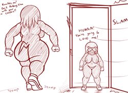 angry anthro ass big_breasts big_butt breasts clothed clothing digital_media_(artwork) door echidna english_text eulipotyphlan female footwear footwear_only fur genitals gloves hair handwear hi_res knora_the_echidna knuckles_the_echidna looking_at_viewer looking_back mammal monotreme mostly_nude naked_with_shoes_on nipples nude open_mouth oystercatcher7 pussy rule_63 sega shoes shoes_only shortstack simple_background sketch slamming_door solo sonic_(series) teeth text thick_thighs video_games white_background