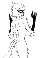 anthro ass avian beak bird breasts claws demon female female_only female_stolas fur helluva_boss mature_female milf owl owl_demon rule_63 skeleslay sketch smile solo stolas_(helluva_boss)