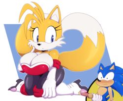 1boy 1girls 2021 2_tails anthro big_breasts bigdon1992 blue_body blue_fur breasts canid canine cleavage clothed clothing digital_media_(artwork) duo eulipotyphlan exposed_torso female food footwear fox fur furry genderswap_(mtf) genitals gloves green_eyes handwear hedgehog hot_dog male mammal mostly_nude multi_tail rouge_the_bat rouge_the_bat_(cosplay) rule_63 sega simple_background sonic_(series) sonic_the_hedgehog sonic_the_hedgehog_(series) tail tails tailsko teasing video_games wide_hips