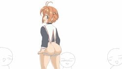 1girls animated ass big_ass blush brown_hair bubble_butt cardcaptor_sakura ccsfankei fankei female gangbang green_eyes human light-skinned_female light_skin looking_back panties sakura_kinomoto school_uniform short_hair showing_ass ugoira underwear wide_hips