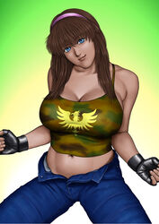 big_breasts blue_eyes breasts brown_hair busty curvaceous curvy dead_or_alive female female_focus hitomi_(doa) hourglass_figure karma-laboratory large_breasts long_hair pose posing tagme tecmo voluptuous wide_hips