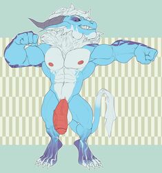 2021 4_fingers 4_toes abs absurd_res action_pose anthro arm_markings balls biceps big_balls big_muscles big_pecs big_penis big_quads black_horn black_sclera blue_arms blue_body blue_ears blue_feet blue_hands blue_head blue_legs blue_scales blue_tail bristol claws colored deltoids digital_drawing_(artwork) digital_media_(artwork) digitigrade dipstick_tail dragon ears_back eye_markings eyebrows facing_viewer feet fingers fist flat_colors foreskin front_view full-length_portrait fur genitals glans green_background half-closed_eyes hi_res horn huge_balls huge_cock humanoid_genitalia humanoid_hands humanoid_penis looking_at_viewer male manly markings multicolored_body multicolored_feet multicolored_head multicolored_scales multicolored_tail muscular muscular_anthro muscular_male narrowed_eyes navel nipples nude nude_anthro nude_male obliques open_mouth open_smile partially_retracted_foreskin pecs penis pink_glans pink_nipples pink_penis pivoted_ears portrait pose punch purple_arms purple_body purple_feet purple_hands purple_head purple_markings purple_scales quads scales scalie serratus sharp_teeth simple_background smile solo standing teeth thick_penis toes toony triceps two_tone_arms two_tone_hands two_tone_tail vein veiny_penis white_balls white_belly white_body white_chest white_claws white_eyebrows white_eyes white_feet white_fur white_head white_inner_ear white_markings white_scales white_tail