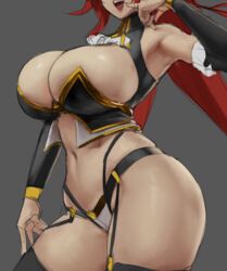 armpits big_breasts big_thighs curvy eu03 female female_only hourglass_figure huge_breasts massive_breasts original original_character plump red_hair solo thick_thighs thighhighs tsunoko