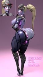 1girls 3d big_ass big_breasts bimbo blizzard_entertainment blonde_hair bubble_ass bubble_butt casualmuffin female female_only hourglass_figure nipples overwatch smelly_ass text widowmaker