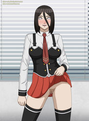 1girls academy_uniform_(bible_black) alternate_costume bible_black boruto:_naruto_next_generations breasts brown_hair clothed clothed_female clothing cosplay costume dark_hair dripping dripping_pussy elec-ant female female_only flashing genital_fluids hair_between_eyes horny hyuuga_hanabi indoors legwear lifted_by_self light-skinned_female light_eyes light_skin long_hair long_legs long_sleeves looking_at_viewer naruto naruto_(series) necktie necktie_between_breasts no_bra no_panties open_mouth open_smile outfit paipan pale-skinned_female pale_skin pinup presenting presenting_pussy presenting_self pussy pussy_juice school_uniform schoolgirl shirt skirt skirt_lift slender_legs smile smiling_at_viewer solo standing straight_hair straps thighhighs thighs tie vest violet_eyes wet wet_pussy