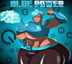 1girls blue_hair blue_power cartoon_network female female_only hue_troop huge_breasts kurvylass muscular_female ok_k.o.!_let's_be_heroes short_hair thick_thighs tight_clothing