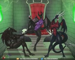 activision anthro areola armor ass bantar2 big_breasts big_butt breasts claws corrupted_cynder crossover cynder digital_media_(artwork) disney disney_villains dragon dragussy duel_monster female genitals group hi_res horn konami maleficent membrane_(anatomy) membranous_wings nipples nude pussy red-eyes_black_dragon reptile scalie sleeping_beauty_(1959_film) smile spyro_the_dragon thick_thighs video_games western_dragon wings yu-gi-oh!