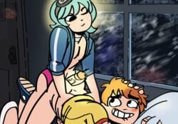 1boy 1futa ass big_penis bottomless buttsupreme canon_couple clothed clothing cock duo erection futa_on_male futanari human light-skinned_futanari light-skinned_male light_skin male male_penetrated pale_skin partially_clothed penis ramona_flowers scott_pilgrim scott_pilgrim_vs._the_world scott_w_pilgrim universal_studios