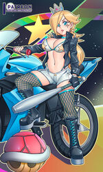 baseball_bat biker biker_girl bikini blonde_hair boots crown mario_(series) mario_kart motorcycle nauth nauth_le_roy nintendo princess_rosalina rainbow_road short_hair thong