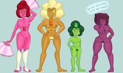 4girls alien alien_girl breasts cartoon_network demantoid_(steven_universe) dutifulriley garnet_(steven_universe) gem_(species) gem_fusion green_hair green_skin hairy_pussy hessonite_(steven_universe) multiple_girls naked nipples nude nude_female pink_skin pubes pubic_hair pussy_hair pyrope_(steven_universe) red_hair steven_universe steven_universe:_save_the_light steven_universe:_unleash_the_light unibrow